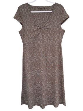 Toad&Co Brown Geometric Diamond Print Rosemarie Dress Size Large Eco-friendly
